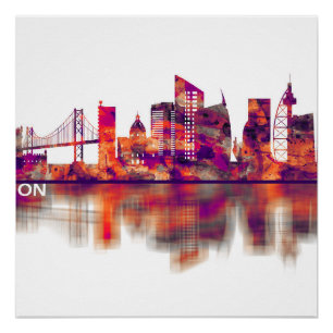 Póster Lisboa Portugal Skyline