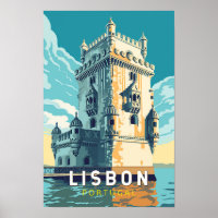 Lisboa Portugal Torre de Belém Viagem Arte Vintage