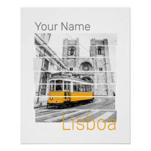 Póster Lisboa Portugal Vintage Holiday Tram Souvenir