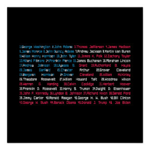 Póster Lista 46 presidentes dos EUA que se divertem com o