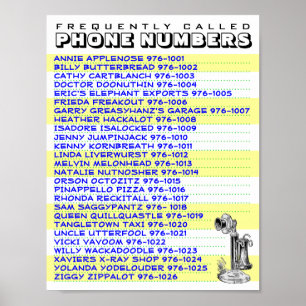 Póster Lista acessível do número de telefone a indicar