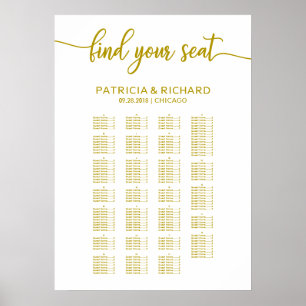 Poster Lista de Assentos de Casamento por Ordem Alfabétic