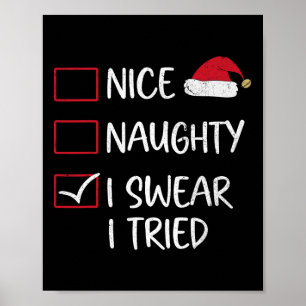 Poster Lista de Natal Bonito Travesso Juro Que Tentei Pap