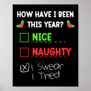 Poster Lista de Natal Divertida Bonito Malvado Juro Que T