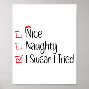 Poster Lista de Natal Divertida Bonito Travesso Eu Juro T