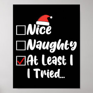 Poster Lista de Natal Engraçada Nice Naughty Pelo Menos E