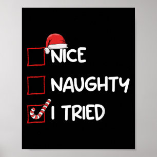 Poster Lista de Natal Legal Levado Eu Tentei Xmas Papai N
