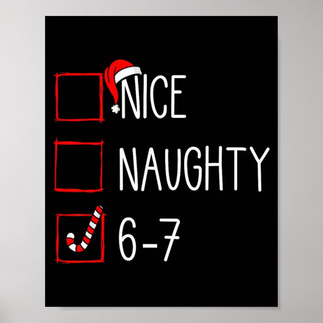 Poster Lista de Natal Legal Travesso 6 7 Divertido Seis S (Frente)