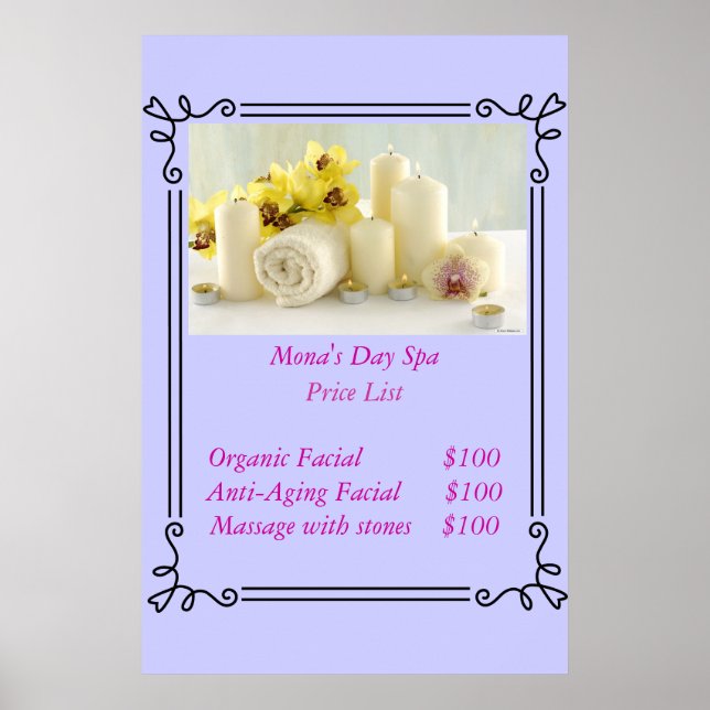 Póster Lista de Preços (Frente)