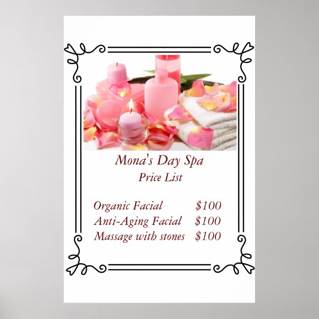 Póster Lista de Preços (Frente)