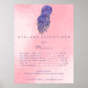 Poster Lista de Preços das Linhas de Olhos do Cabeleirei