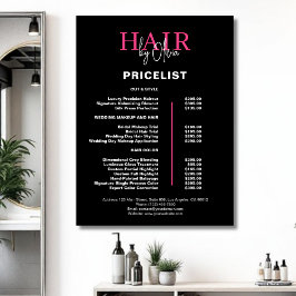Poster Lista de Preços de Cabelo Rosa Preto