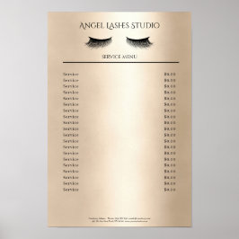 Poster Lista de Preços de Extensões de Cílios de Artista