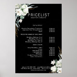 Poster Lista de preços de flores brancas modernas e elega