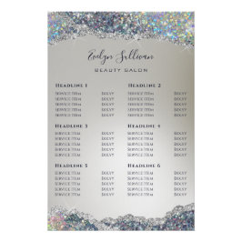 Póster Lista de Preços de Folha de Folha de Flores Silver