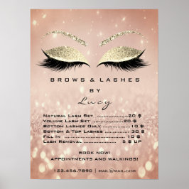 Poster Lista de Preços de Maquiagem Olhos Glitter Rosa Do