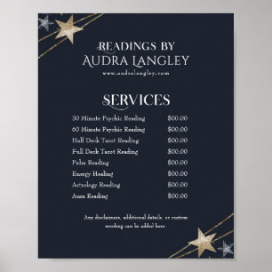 Poster Lista de Preços de Médium Psíquico, Leitor de Taro