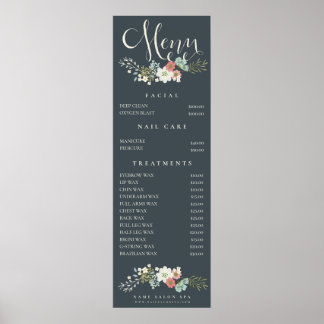 Poster Lista de Preços de Menu de Salão de Spa de Impress
