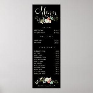 Poster Lista de Preços de Menu de Salão de Spa de Impress