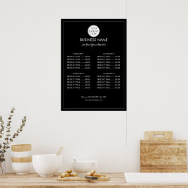 Poster Lista de Preços de Menu Moderno com Logotipo de Ne