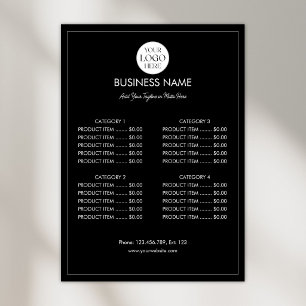 Poster Lista de Preços de Menu Moderno com Logotipo de Ne
