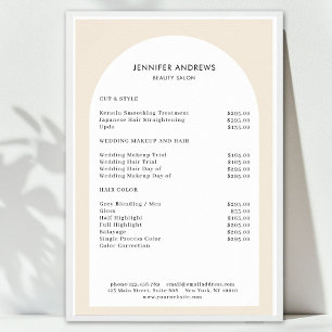 Poster Lista de Preços de Salão de Arco Minimalista Moder