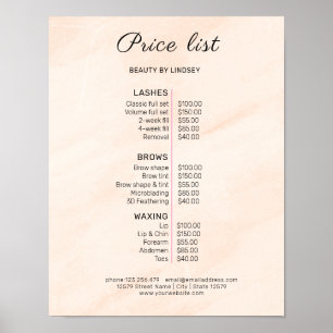 Poster Lista de Preços de Salão de Beleza Moderno e Elega