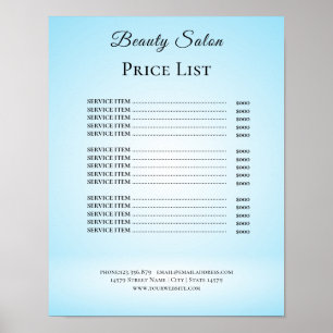 Poster Lista de Preços de Salão de Beleza Moderno e Elega