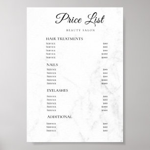 Poster Lista de Preços de Salão de Beleza Moderno e Elega