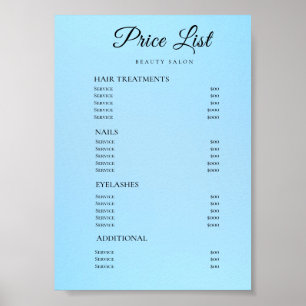 Poster Lista de Preços de Salão de Beleza Moderno e Elega