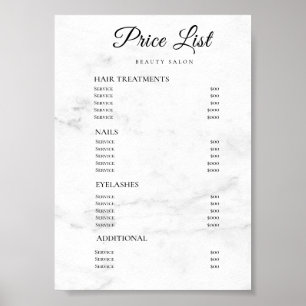 Poster Lista de Preços de Salão de Beleza Moderno e Elega