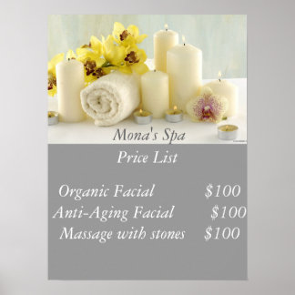Póster Lista de preços de Spa