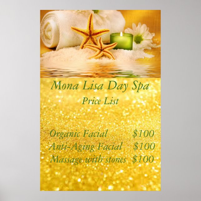 Poster Lista de preços de Spa (Frente)