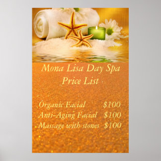 Póster Lista de preços de Spa