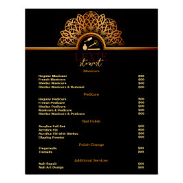 Póster Lista de Preços de Técnicas de Unhas Elegantes e S