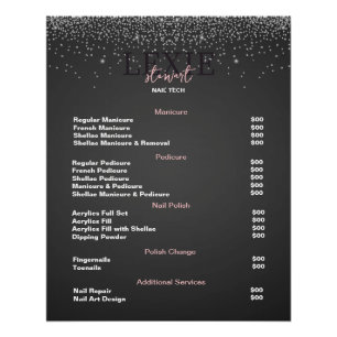 Póster Lista de Preços de Técnicas de Unhas Minimalistas 
