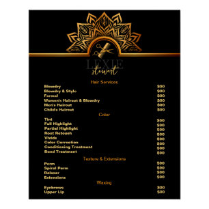 Póster Lista de Preços do Cabeleireiro Elegante e Sofisti