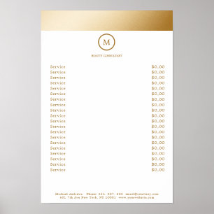 Poster Lista de Preços do Círculo com Dourado Grau Branco