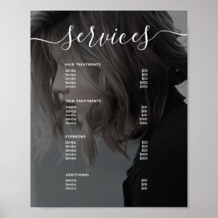 Poster Lista de Preços do Menu de Serviço de Salão Simple