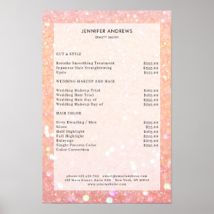 Poster Lista de Preços do Salão da Glitter Moderna