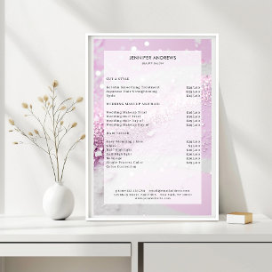 Poster Lista de Preços do Salão da Glitter Moderna