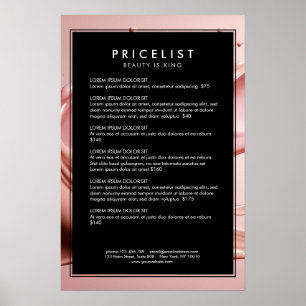 Poster Lista de Preços do Salão de Beleza Blush Pink