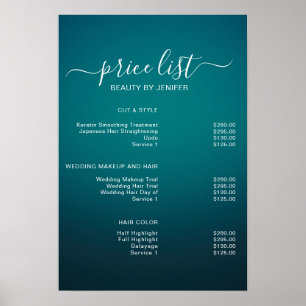 Poster Lista de preços do salão de beleza elegante modern