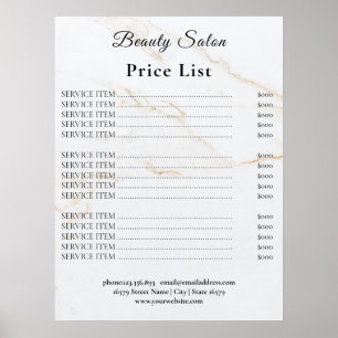 Poster Lista de Preços do Salão de Beleza Vintage