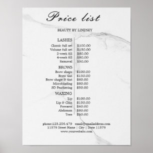 Poster Lista de Preços do Salão de Beleza Vintage