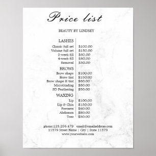 Poster Lista de Preços do Salão de Beleza Vintage