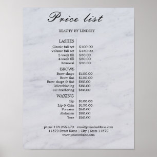 Poster Lista de Preços do Salão de Beleza Vintage