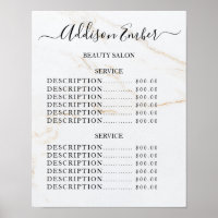 Lista de Preços do Salão de Beleza Vintage
