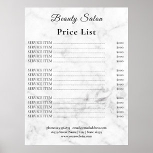 Poster Lista de Preços do Salão de Beleza Vintage