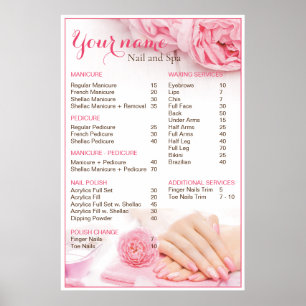 Poster Lista de Preços do Salão de Unhas Beauty